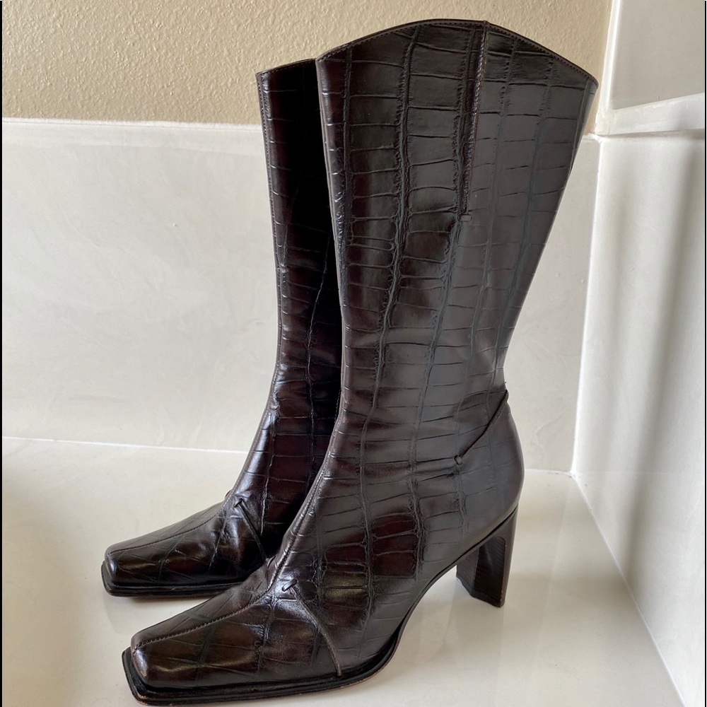 Animal Skin Leather Boots